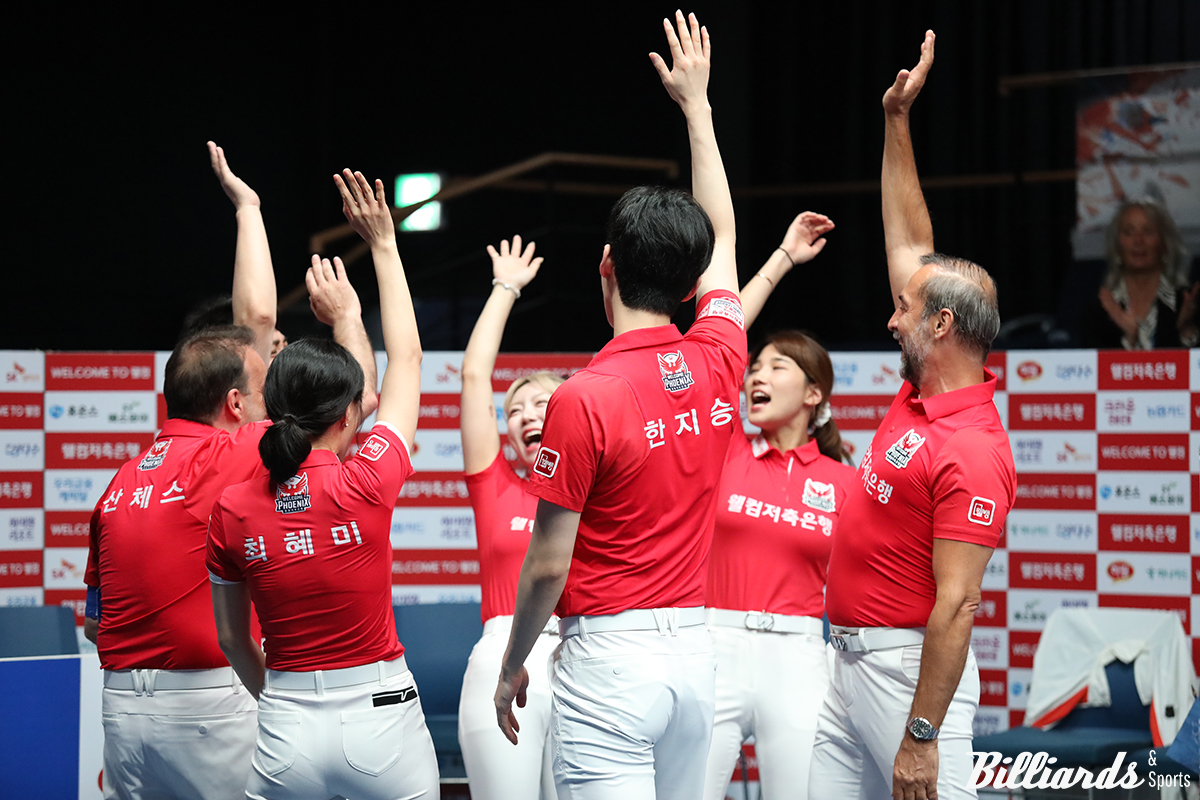 웰컴저축은행이 1라운드 마지막 경기에서 7세트에 김종원의 퍼펙트큐로 승리를 거두며 유종의 미를 거뒀다.  사진=고양/이용휘 기자