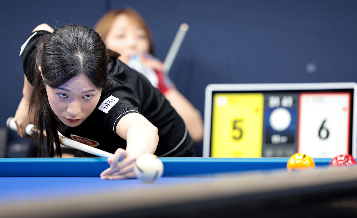 박정현(하림)이 팀리그 활약에 이어 LPBA 개인투어에서도 첫 경기에 애버리지 1.563을 기록하며 공식 첫 승리를 거뒀다.  사진=PBA 제공