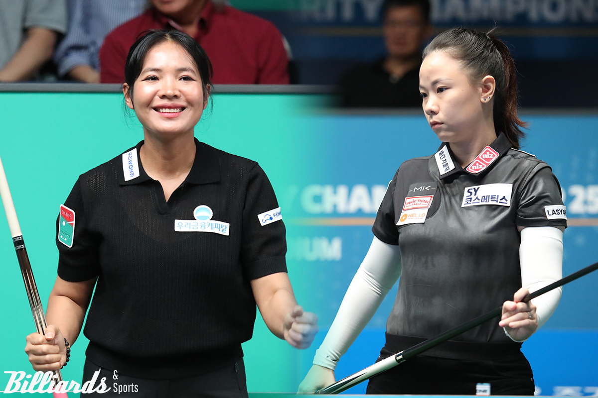 4일 오후 8시 10분에 시작하는 3차 투어 64강전에서 대결하는 스롱(왼쪽)과 응우옌호앙옌니(오른쪽).