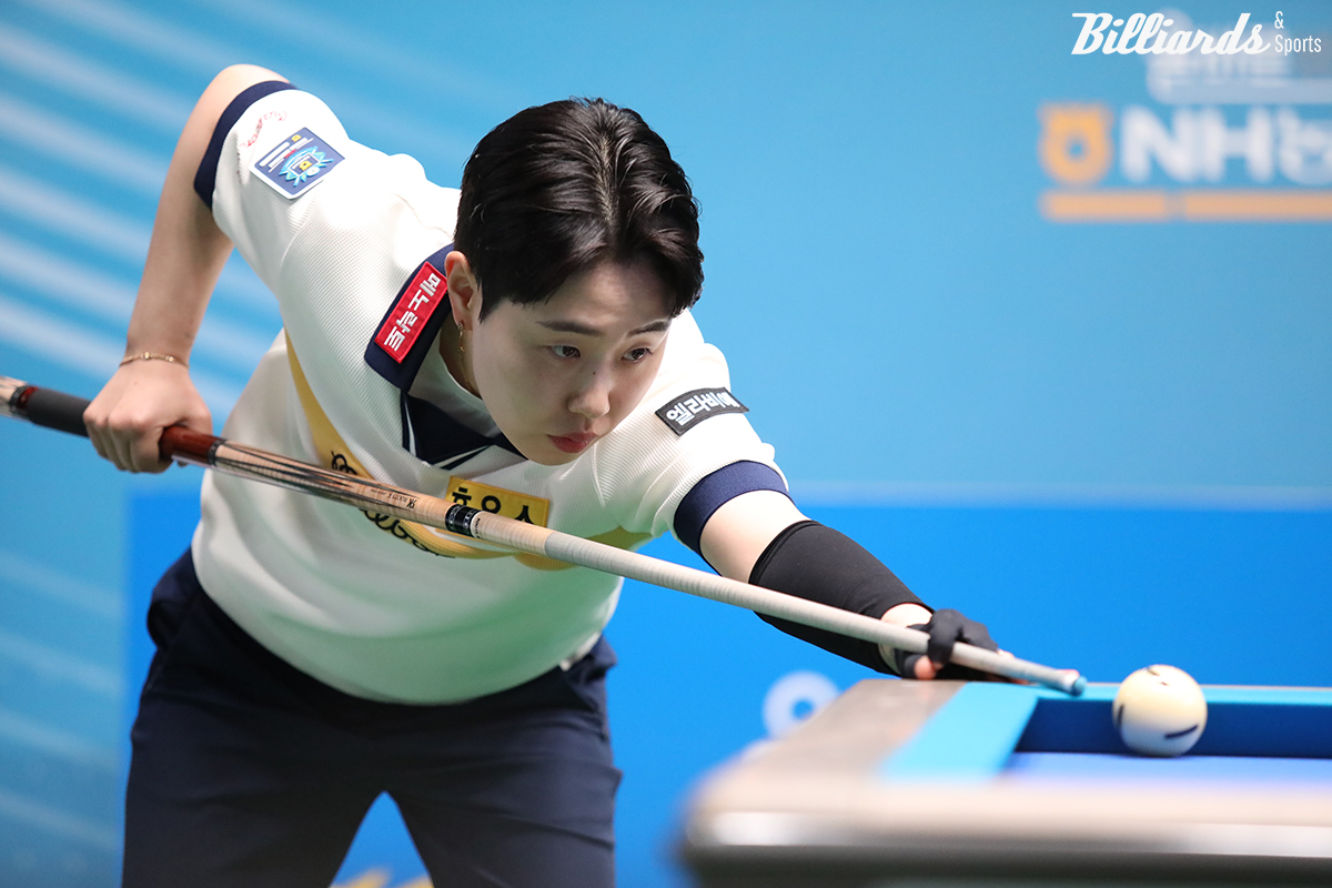 하이런 9점타로 이다정을 25:16(15이닝)으로 꺾어 애버리지 1.667로 종합순위 1위에 오른 김세연(휴온스).