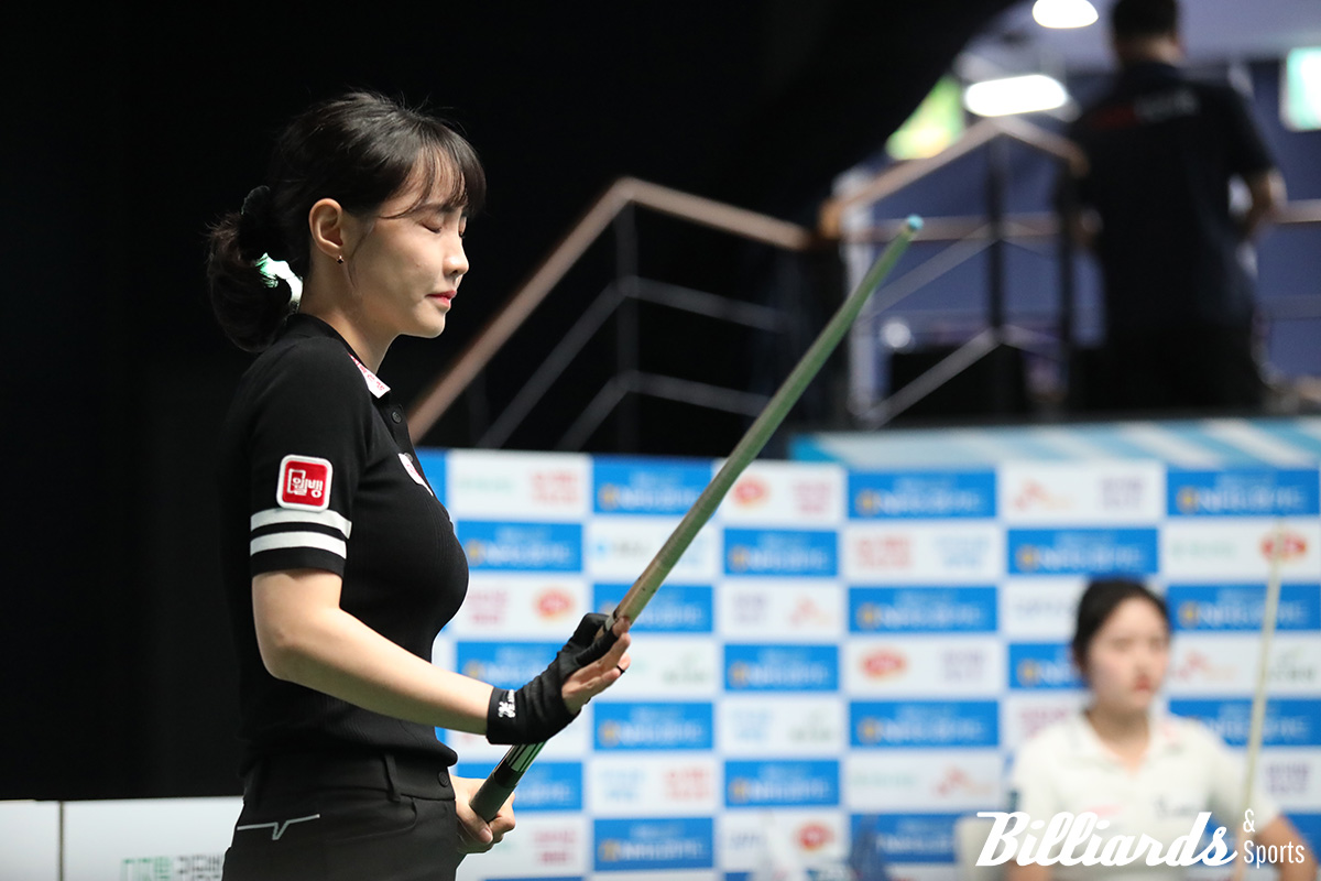 한지은과의 경기 도중 눈을 질끈 감아버린 최혜미.