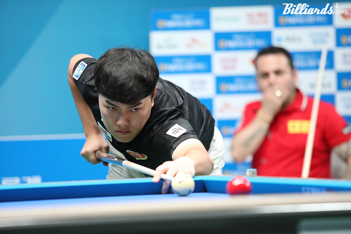 김준태(하림)가 3차 투어 128강전에서 만난 로빈슨 모랄레스(휴온스)를 꺾고 외인전 첫 승리를 거뒀다.  사진=고양/이용휘 기자