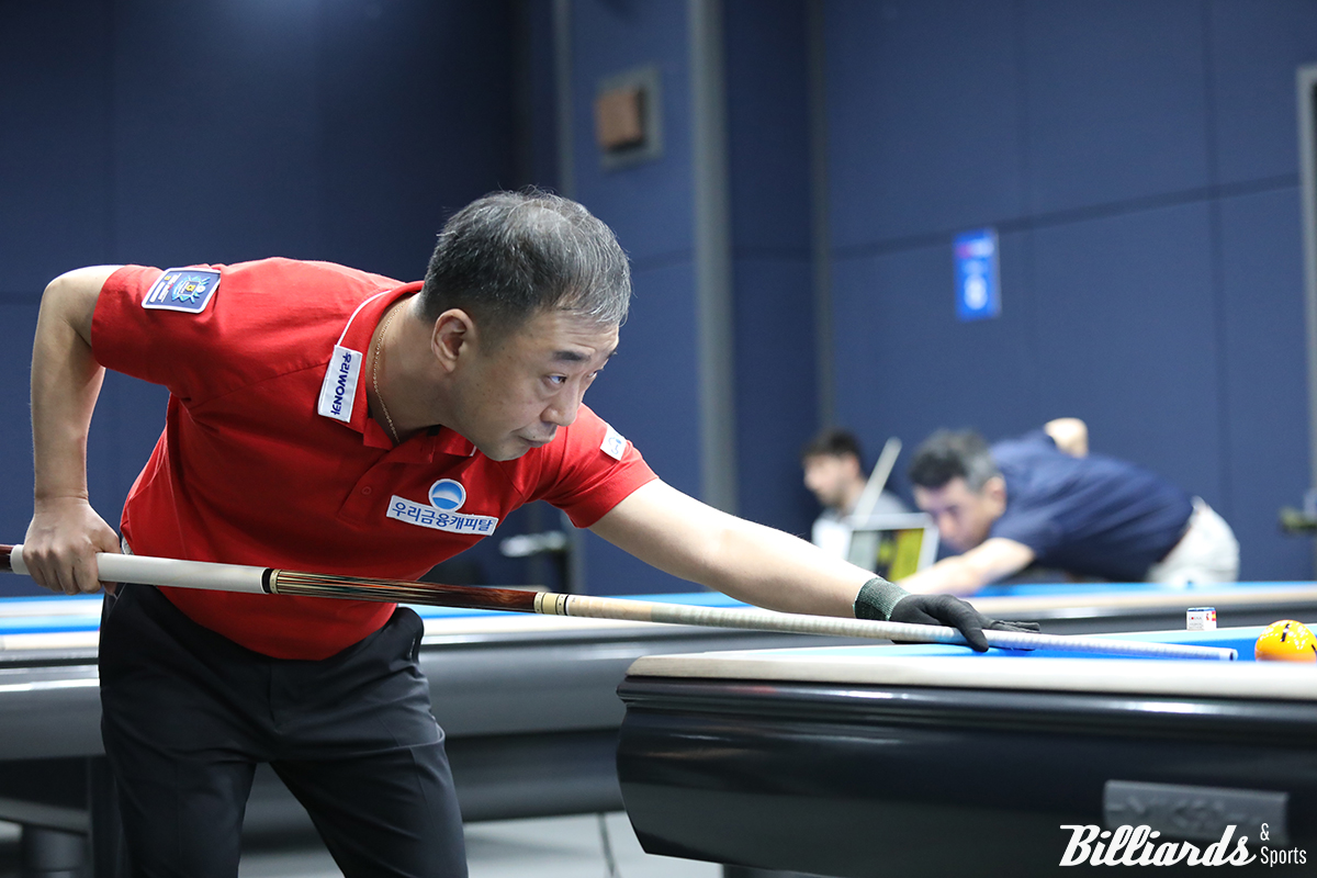 엄상필(우리금융캐피탈)이 베트남과 응우옌꾸옥응우옌(하나카드)을 상대로 드라마틱한 연승 행진을 이어가며 3차 투어 16강에 진출했다.  사진=고양/이용휘 기자