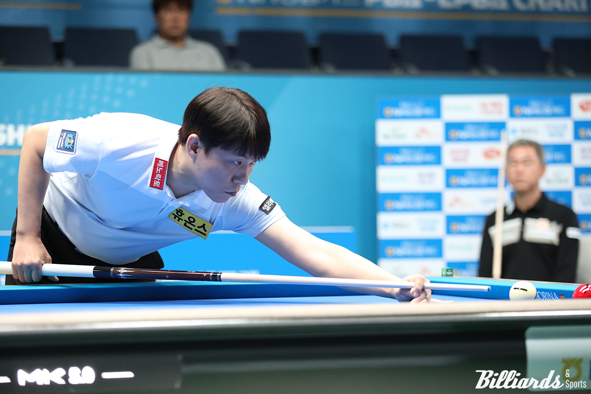 최성원(휴온스)이 3차 투어 32강전에서 막판 뱅크 샷 감각이 살아난 베트남의 마민껌(NH농협카드)에게 아쉽게 2-3으로 패했다.  사진=고양/이용휘 기자