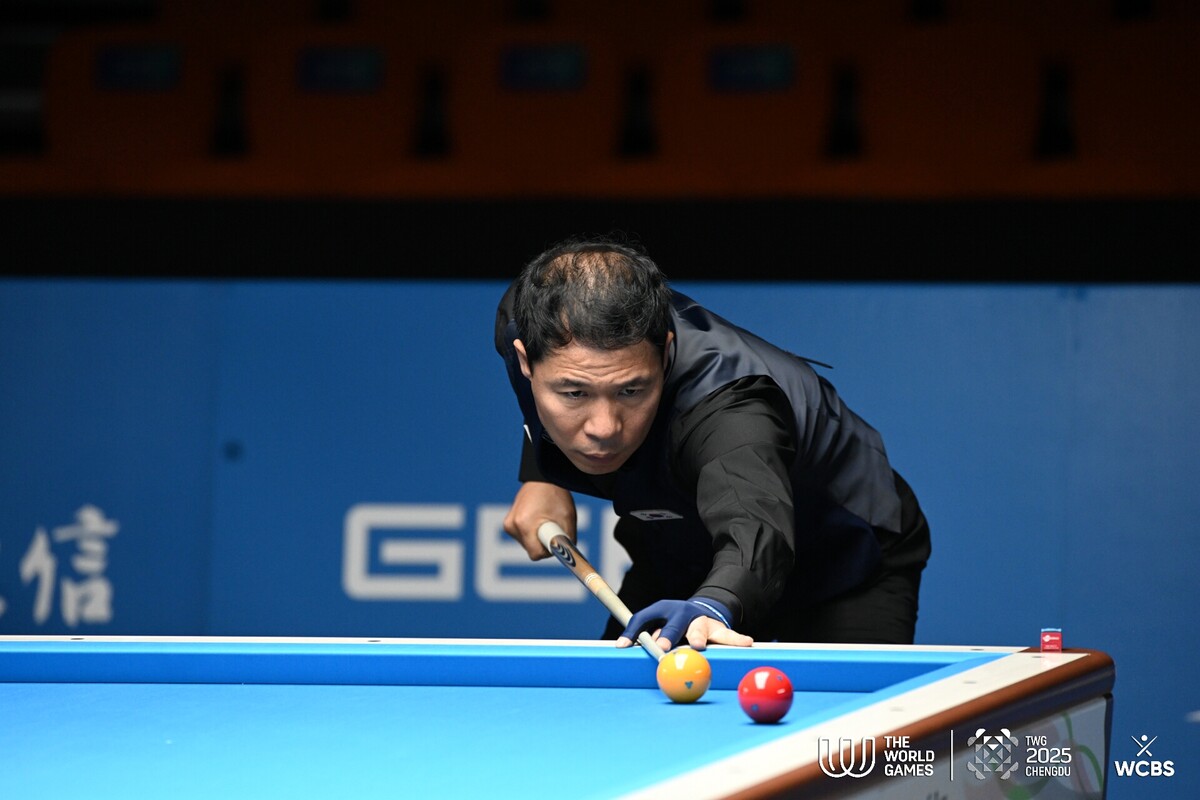 월드게임에 국가대표로 출전한 한국의 허정한(경남)이 예선 조별리그전 첫날 2승을 거두며 8강행을 확정했다.  사진=WCBS 제공