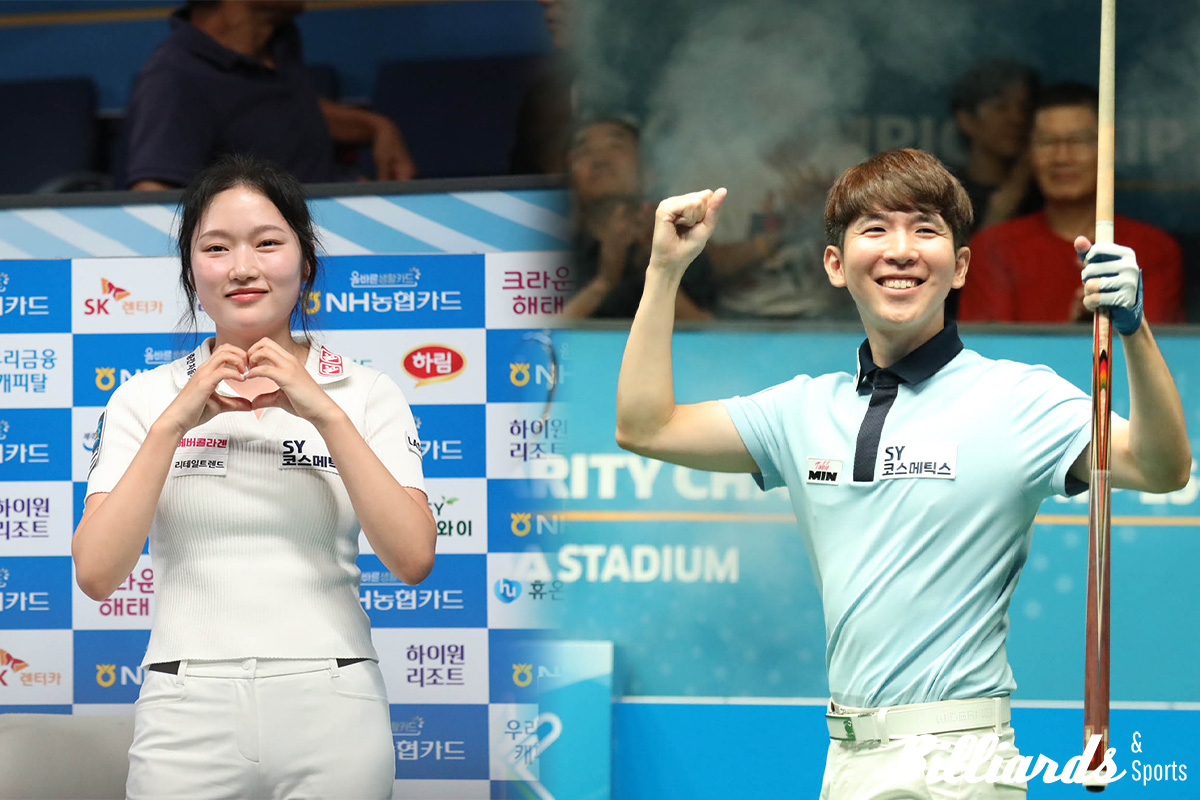 이번 대회에서 가장 많은 장타를 기록하며 '기부천사'가 된 한지은과 모리 유스케(이상 에스와이). 사진=이용휘 기자