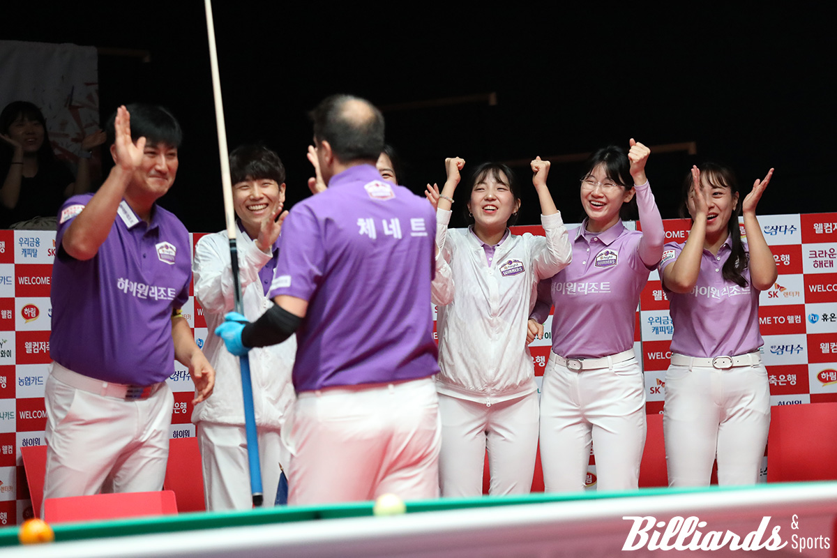 PBA 팀리그 2라운드 첫승을 올린 하이원리조트. 사진=이용휘 기자