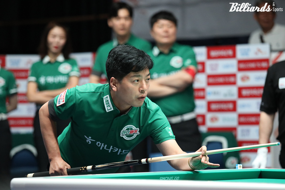 하나카드와 NH농협카드의 운명이 하루만에 엇갈렸다. 하나카드는 '대체 선수' 황형범이 7세트를 승리하며 NH농협카드를 누르고 2라운드 선두로 올라섰다. 사진=고양/이용휘 기자