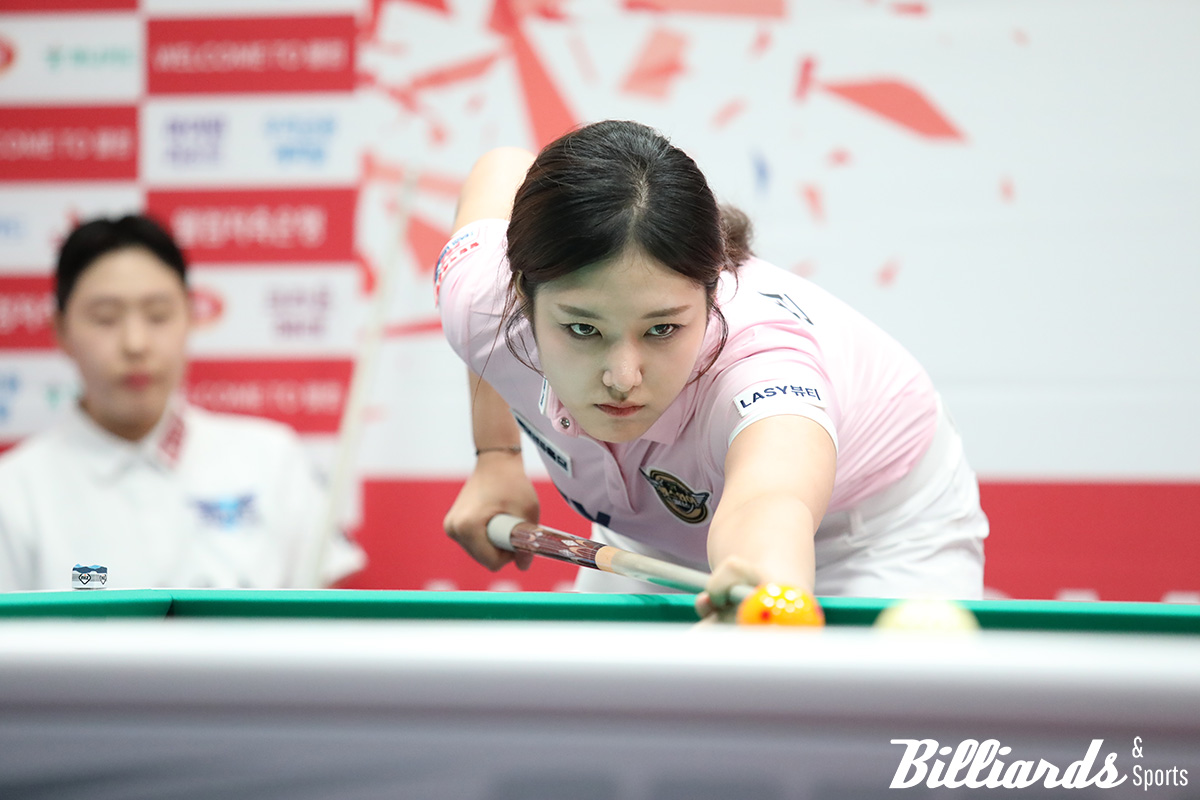 에스와이의 여자 선수들이 2, 4, 6세트에서 모두 승리하며 팀 승리를 이끌었다. 2세트에 출전한 권발해. 사진=고양/이용휘 기자