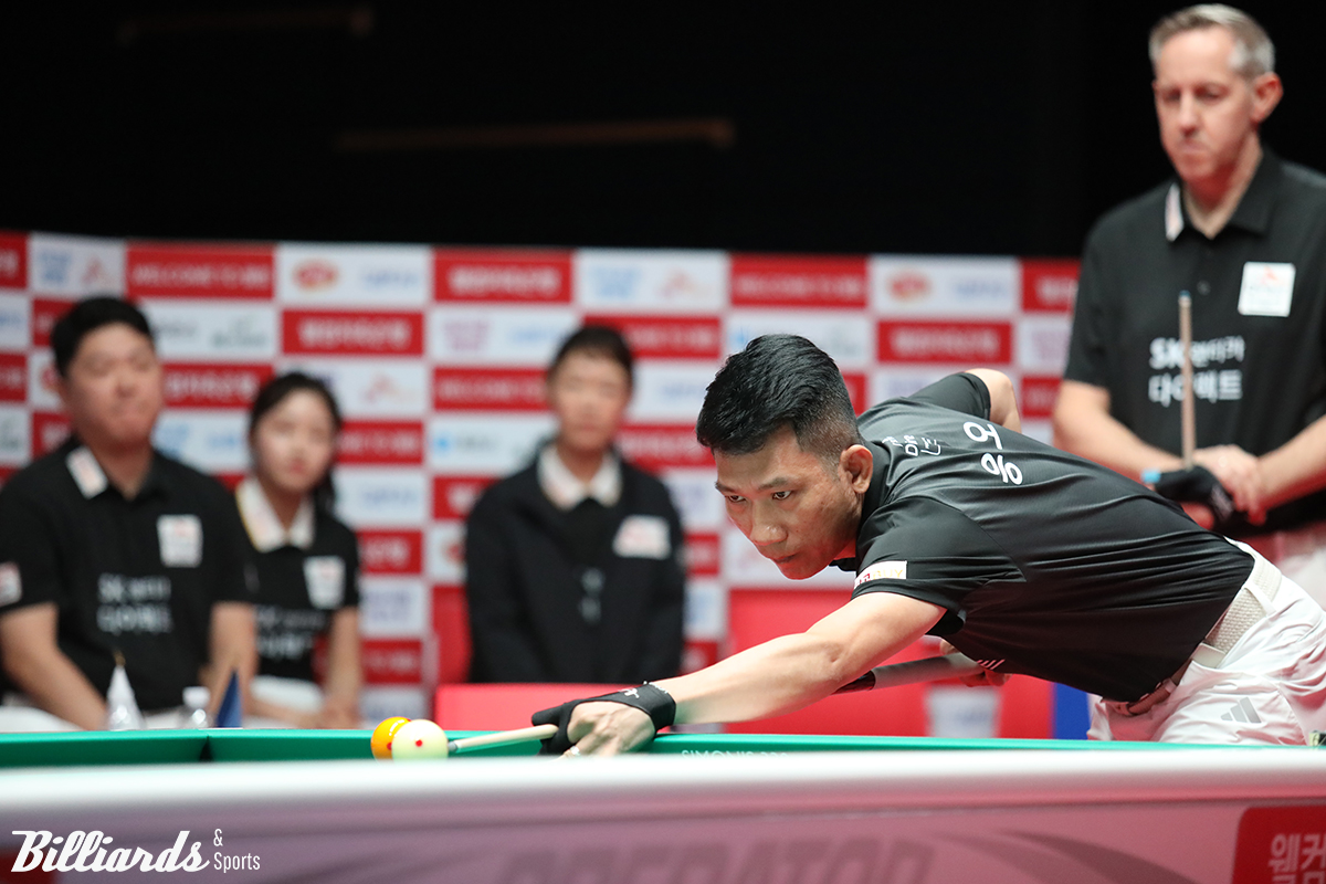 SK렌터카가 1세트에 터진 퍼펙트큐에 힘입어 세트스코어 4-3으로 휴온스를 꺾고 귀중한 1승을 챙겼다.  사진=고양/이용휘 기자