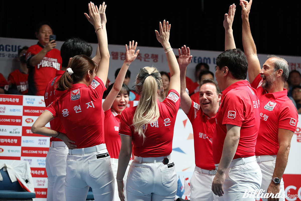 2라운드 5일 차 경기 승리로 선두에 올라선 웰컴저축은행.  사진=고양/이용휘 기자