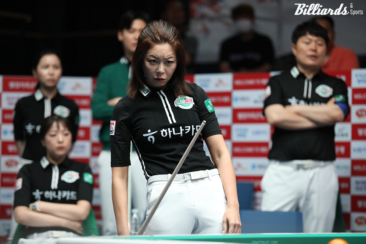 6세트에서 승부를 마무리한 하나카드 김가영.  사진=고양/이용휘 기자