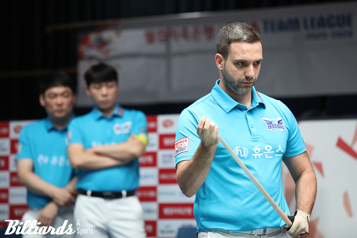 끝내기 하이런 10점으로 승리를 확정한 하비에르 팔라손(휴온스). 사진=이용휘 기자