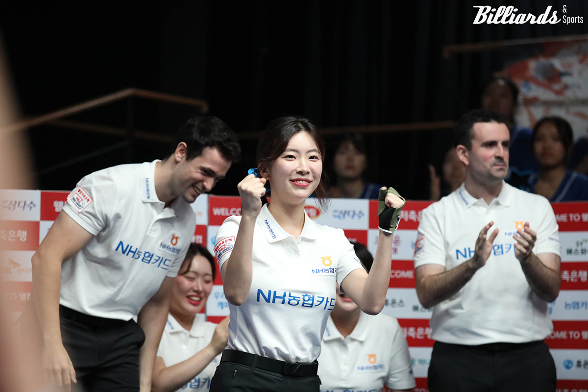 NH농협카드가 2라운드 8일 차 경기에서 SK렌터카를 4-2로 꺾고 슬럼프 탈출의 시동을 걸었다. 정수빈(사진)은 6세트 여자단식을 승리하며 5연패 위기를 벗어났다.  사진=고양/이용휘 기자