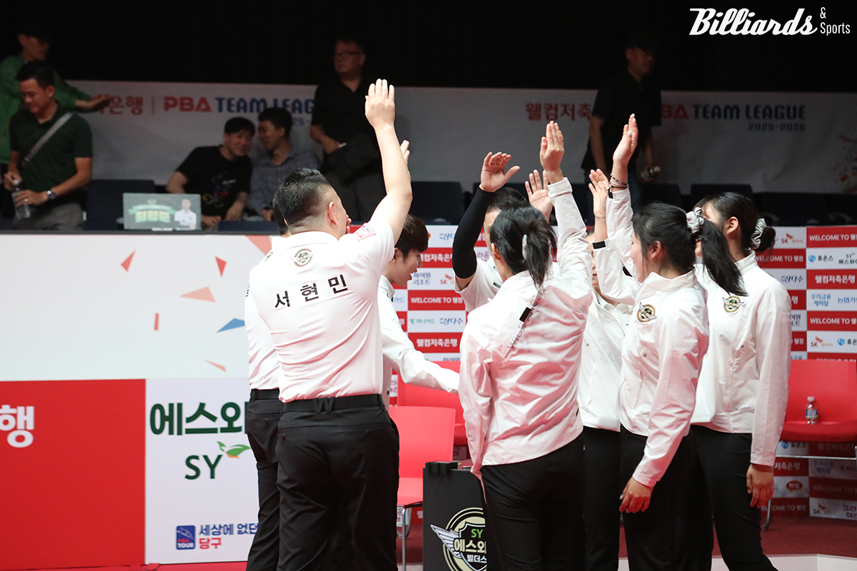 에스와이가 2라운드 마지막 경기에서 우리금융캐피탈 4-3으로 승리를 거두고 유종의 미를 거뒀다.  사진=고양/이용휘 기자