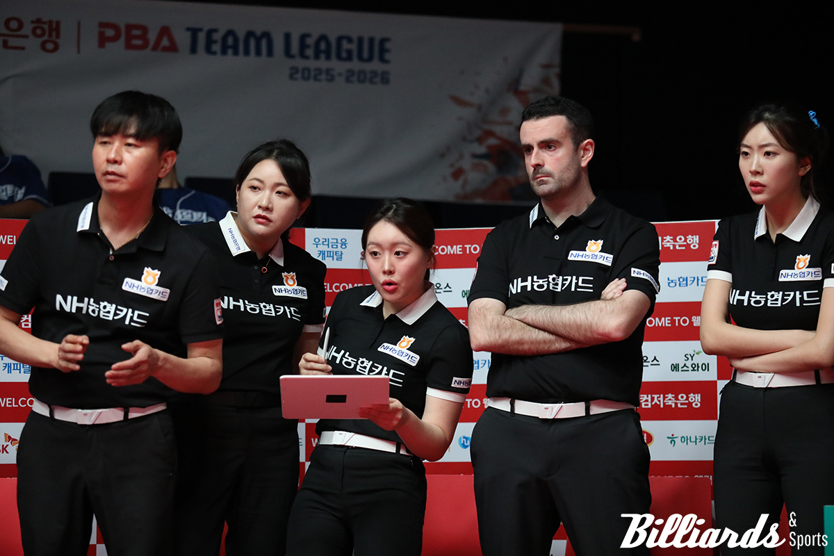 경기를 지켜보고 있는 NH농협카드 벤치.