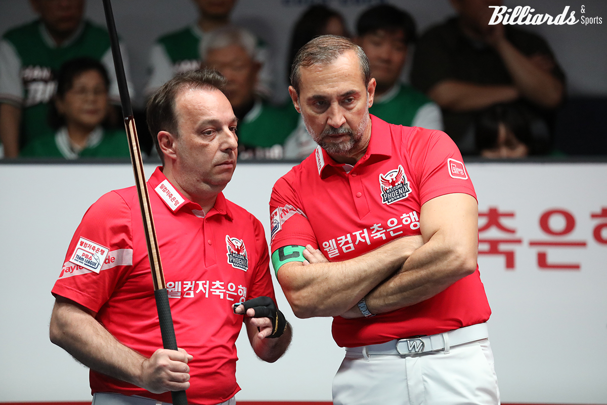 '3쿠션 레전드' 다니엘 산체스(왼쪽)와 세미 사이그너(오른쪽).