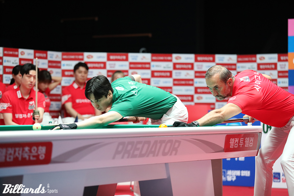 웰컴저축은행 vs 하나카드의 2라운드 최종 승부.