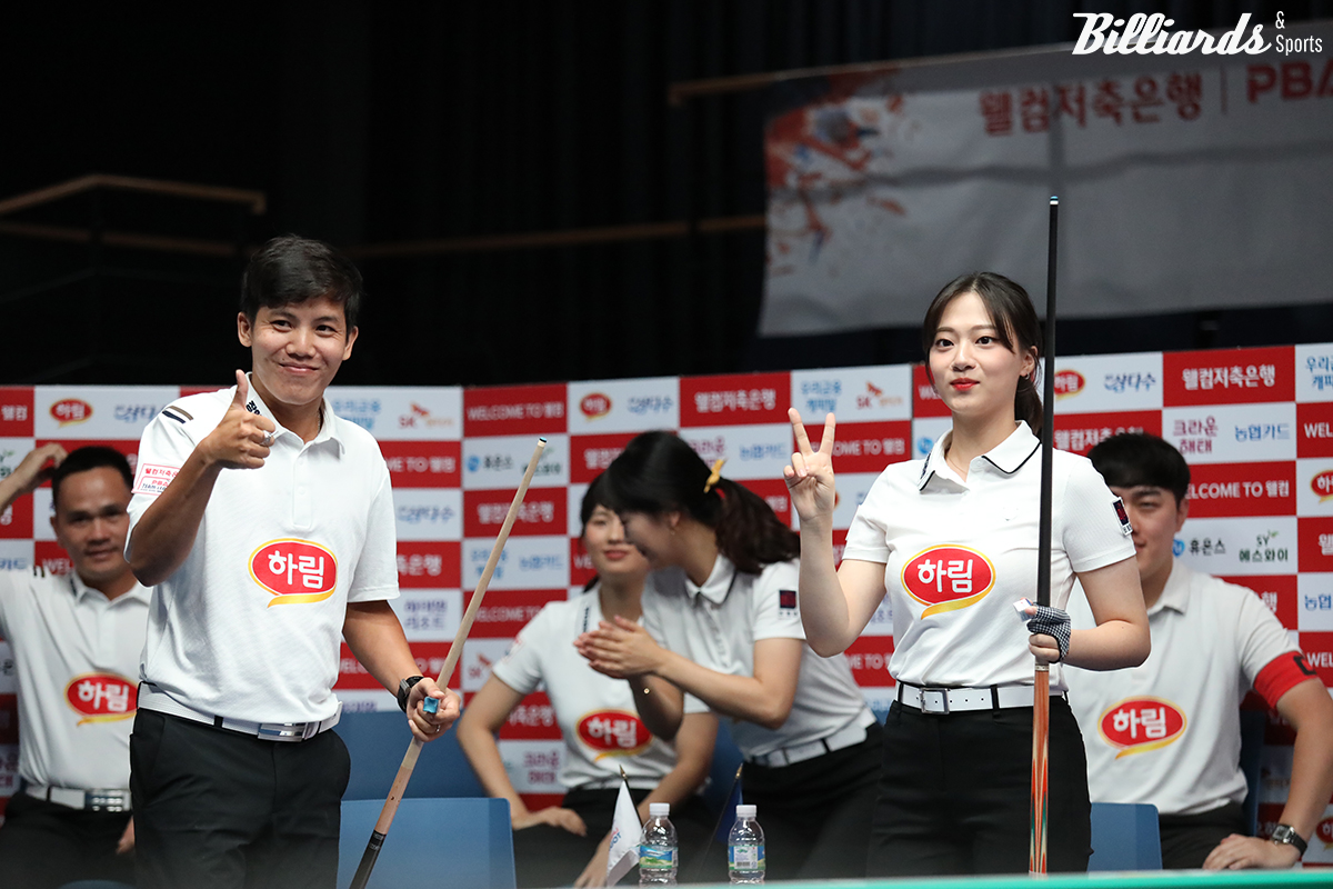 4세트 혼합복식에서 활약한 응우옌프엉린(베트남)과 정보윤.