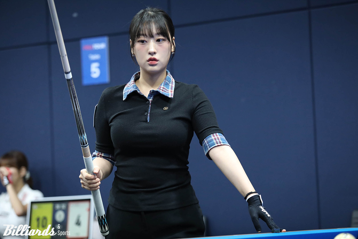 장가연(21)이 32강의 벽에 재도전한다. 1일 오전 11시에 열린 4차 투어 예선 2라운드에서 장가연은 20이닝 만에 25:9로 박수현에게 승리하고 64강에 올랐다.  사진=고양/이용휘 기자, 빌리어즈앤스포츠 DB