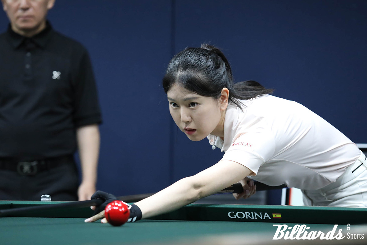 1점 차 신승을 거두고 64강행 티켓을 따낸 하윤정. 사진=빌리어즈 DB
