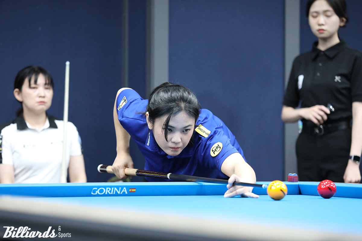 '4강 돌풍' 전지연은 4차 투어 64강에서 하야시 나미코(일본)를 애버리지 0.800로 제압하며 32강에 올라갔다. 