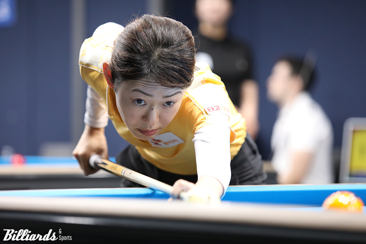 히다 오리에(SK렌터카)는 애버리지 1.435와 하이런 8점타를 터트리며 김한길을 3-0으로 제압했다.