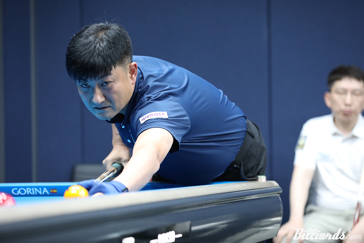 이충복(하이원리조트)이 2일 열린 4차 투어 128강전에서 하이런 10점 장타와 애버리지 2.143으로 영봉승을 거두고 64강에 진출했다.  사진=고양/이용휘 기자