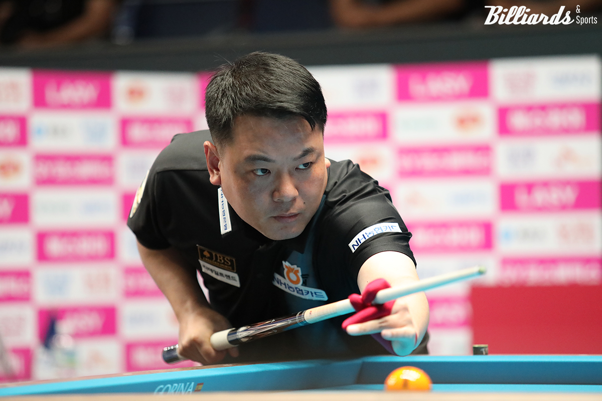 조재호(NH농협카드)가 천신만고 끝에 승부치기에서 윤균호를 1 대 0으로 꺾고 64강에 진출했다.  사진=고양/이용휘 기자