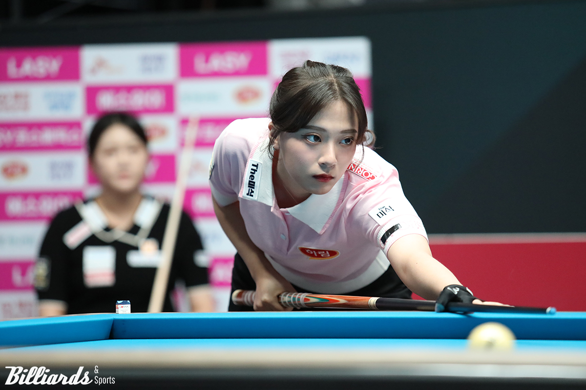 정보윤(하림)이 3차 투어 준우승자 김민아(NH농협카드)를 승부치기에서 꺾고 16강에 진출했다.  사진=고양/이용휘 기자