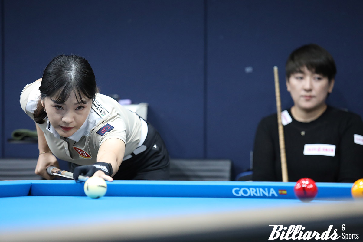 김상아가 히가시우치 나쓰미와의 32강전에서 승부치기 12 대 5의 역대급 승리를 거뒀다. 사진=고양/이용휘 기자