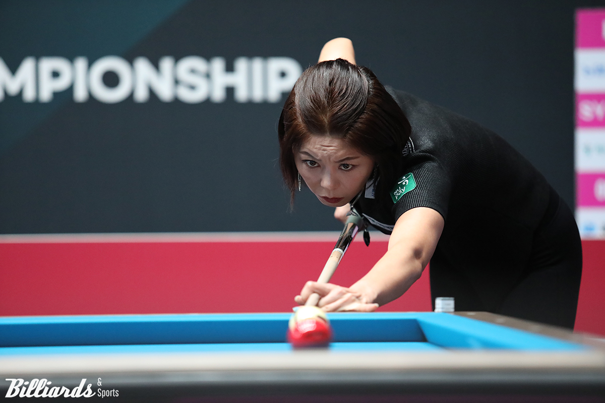 김가영(하나카드)이 4일 열린 16강전에서 최혜미(웰컴저축은행)를 세트스코어 3-1로 꺾고 8강에 진출했다.  사진=고양/이용휘 기자