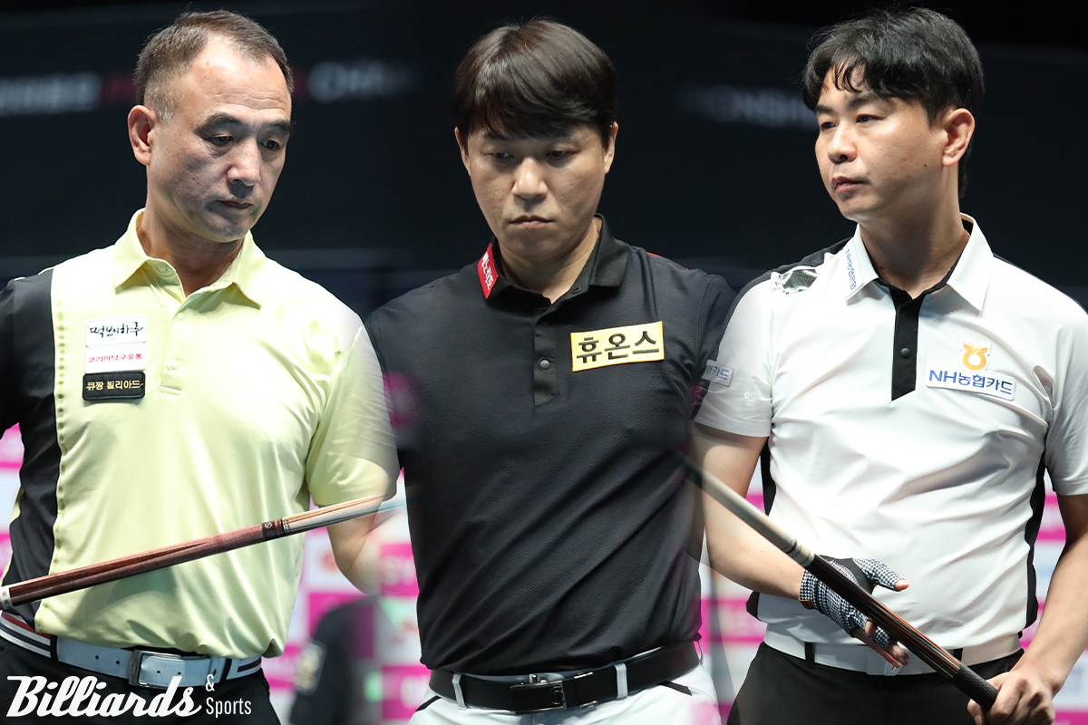 4차 투어 8강전에서 외인들과 대결하는 한국의 이승진, 최성원(휴온스), 김현우1(NH농협카드).  사진=고양/이용휘 기자