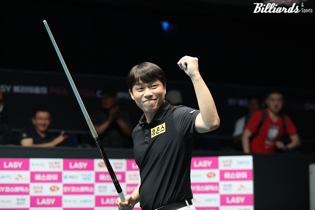 최성원(휴온스)이 7일 열린 4차 투어 8강전에서 모리 유스케(에스와이)를 3-1로 꺾고 준결승에 진출했다. 사진=고양/이용휘 기자