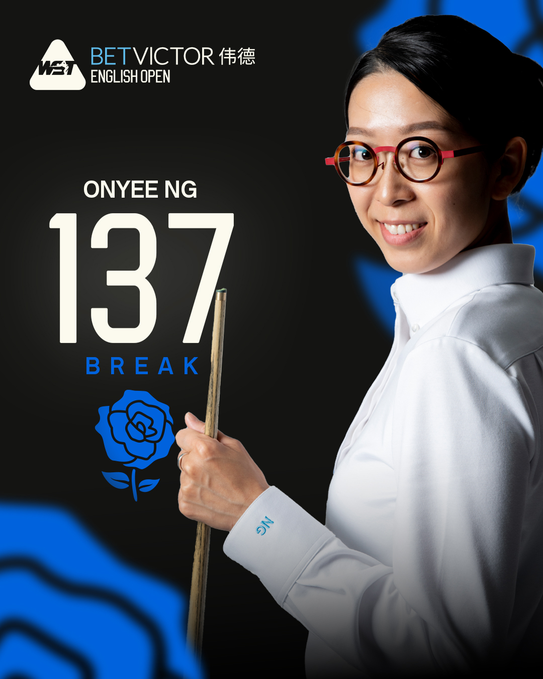 33년 만에 여자 스누커 공식 경기 최다 득점 기록을 경신한 응온이(홍콩).  사진=WST 제공