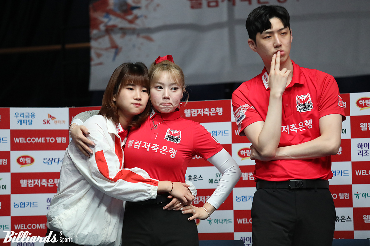 웰컴저축은행 용현지 김예은 한지승(왼쪽부터).  사진=고양/이용휘 기자