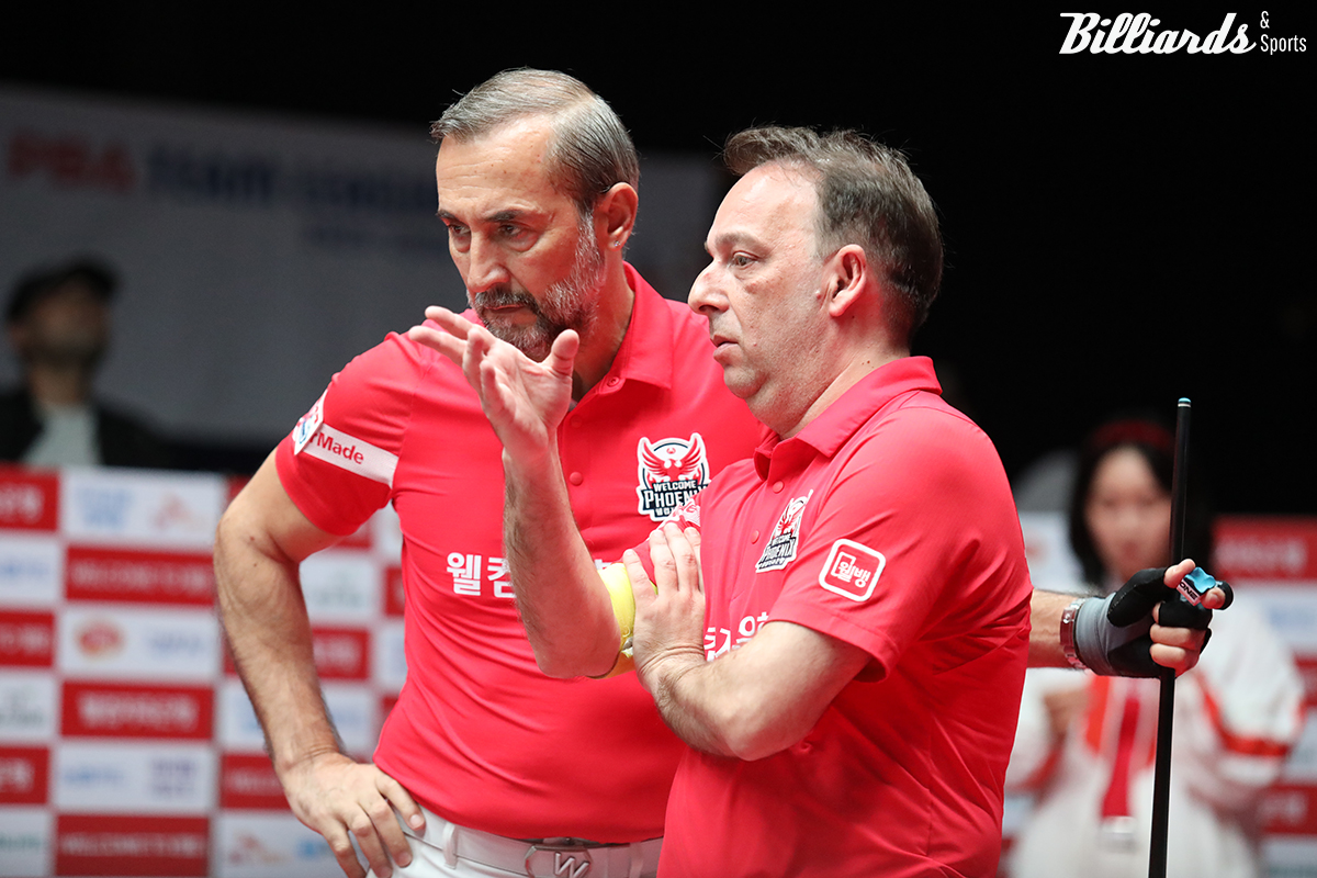 이번 경기에서도 두각을 나타낸 웰컴저축은행의 '3쿠션 레전드' 세미 사이그너(왼쪽)-다니엘 산체스(오른쪽). 사진=이용휘 기자 