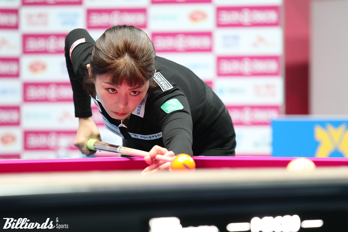 김가영(하나카드)이 5차 투어 32강전에서 이올리비아를 3-0으로 꺾고 16강에 진출했다.  사진=고양/이용휘 기자