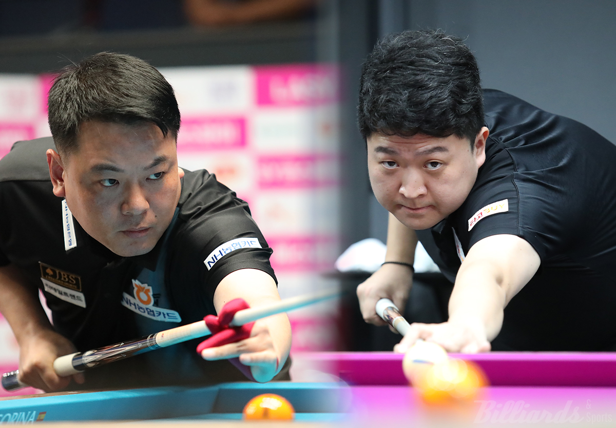 조재호(왼쪽)와 조건휘(오른쪽)가 9개월여 만에 한가위 당구 대전 16강에서 재대결을 벌인다.  사진=고양/이용휘 기자
