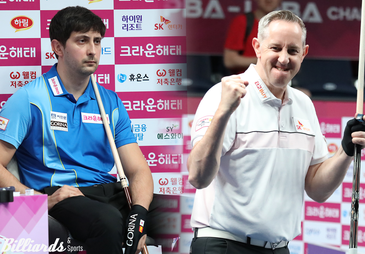 다비드 마르티네스(왼쪽)가 16강전에서 승리까지 단 1점을 남겨두고서 에디 레펀스(오른쪽)에게 역전패를 당했다.  사진=고양/이용휘 기자