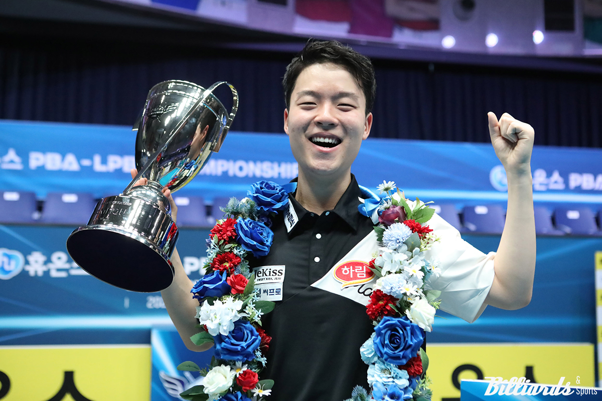 김영원(하림)이 6차 투어 휴온스 PBA 챔피언십 결승전에서 다니엘 산체스(웰컴저축은행)를 꺾고 통산 2승을 달성했다.  사진=고양/이용휘 기자