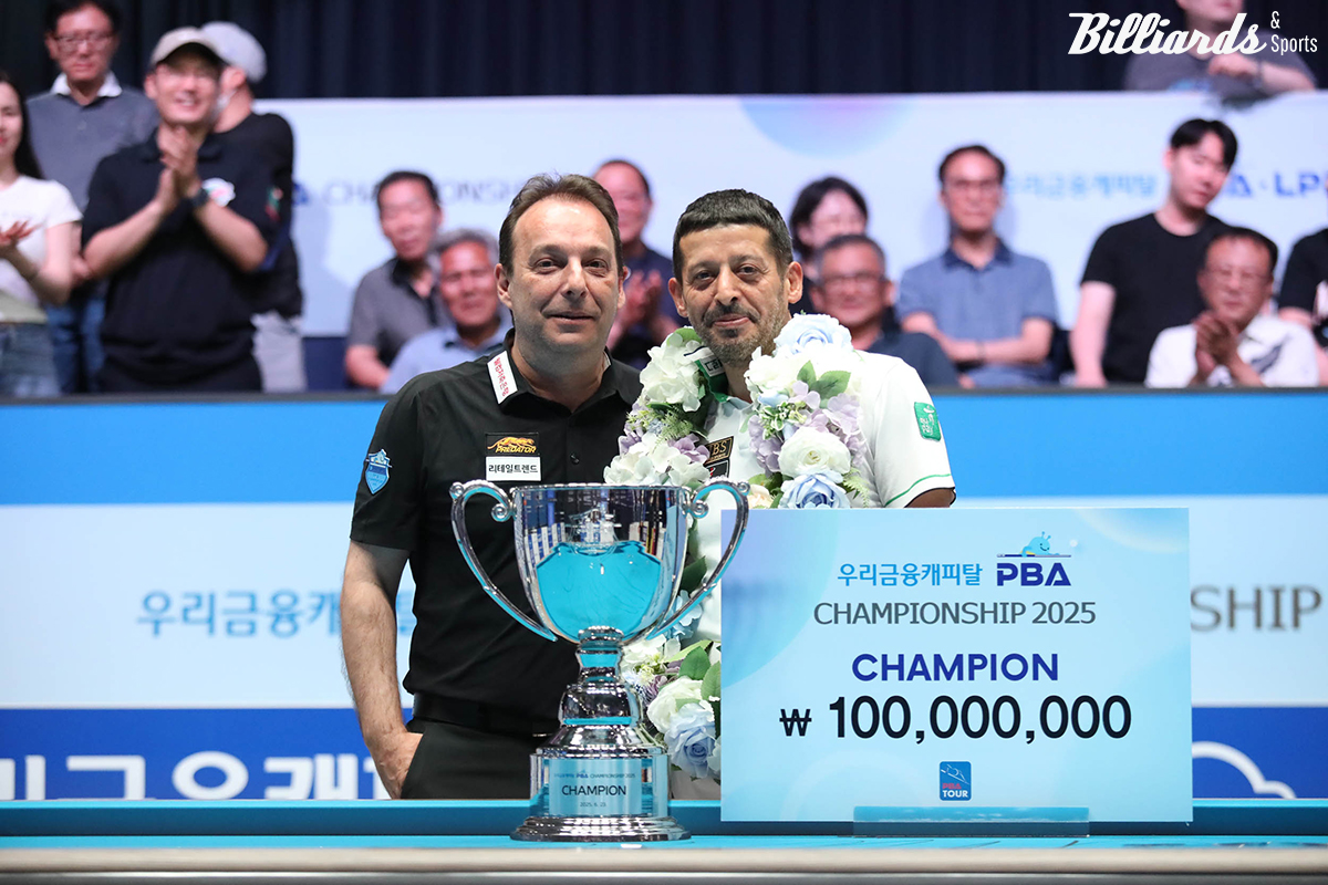 이번 시즌 개막전에서 우승한 초클루와 준우승 산체스. 두 선수는 김영원에게 지난 시즌과 이번 시즌에 모두 패했다.