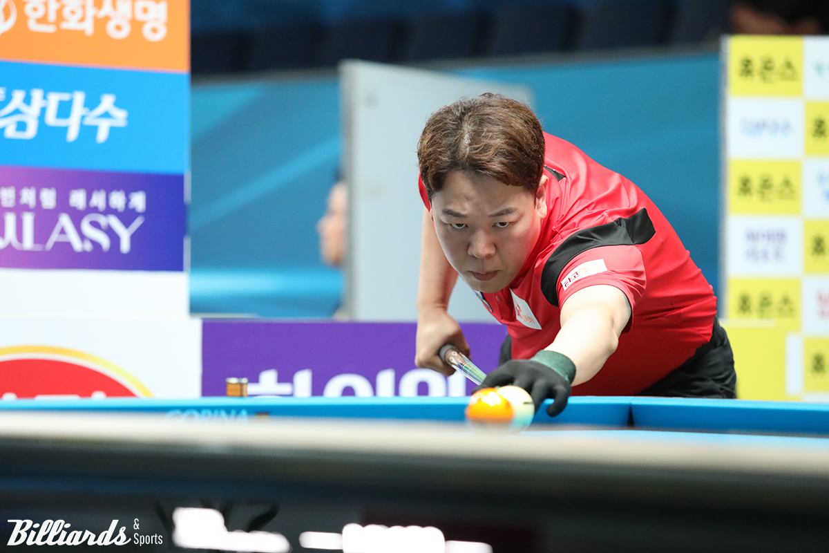 프로당구 7차 투어 첫날부터 최정상 선수들의 희비가 엇갈렸다. 사진은 이날 영봉승을 거두며 64강에 진출한 강동궁(SK렌터카).  사진=빌리어즈앤스포츠 DB, PBA 제공