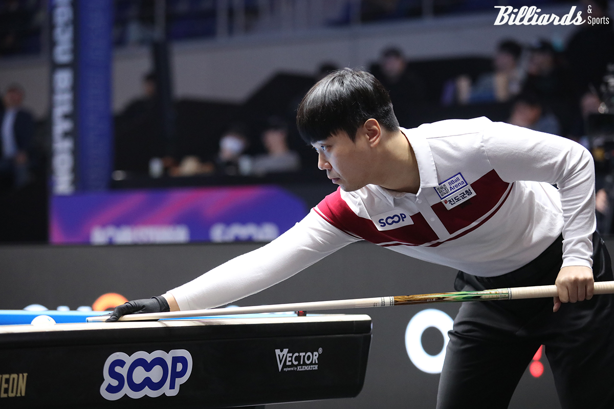 김행직(전남-진도군청)은 16강에서 3점대 애버리지를 친 자네티에게 패했다.