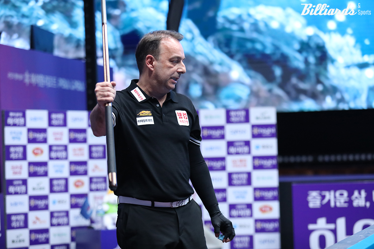 다니엘 산체스(웰컴저축은행)가 7차 투어 하이원리조트 PBA 챔피언십 준결승에서 이상용에게 극적인 역전승을 거두며 결승에 진출했다.  사진=정선/이용휘 기자