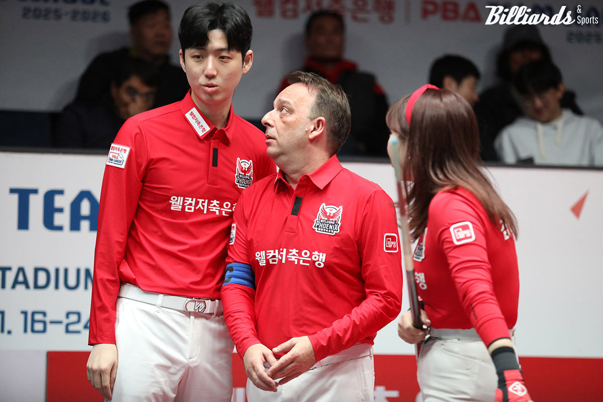 웰컴저축은행 한지승과 다니엘 산체스(스페인). 김예은.